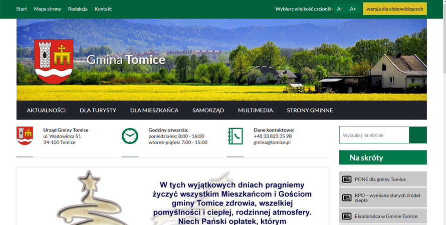 Strona www.tomice.pl w corocznej statystyce